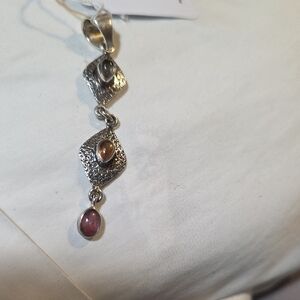 Elegant Sterling Silver and Tourmeline Stone Pendant.